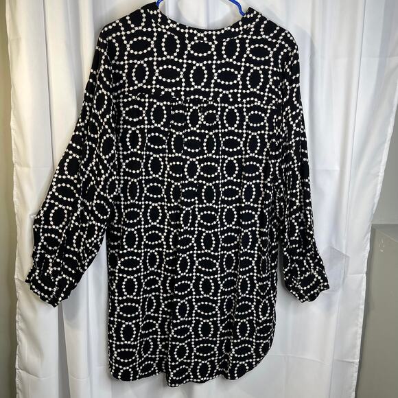 H&M top dress tunic women's small but oversize black white button up look - Picture 5 of 16